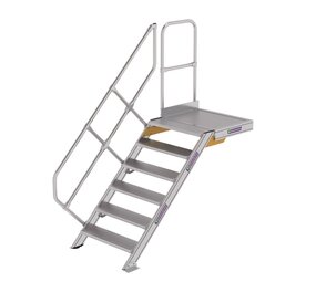 Munk Vaste trap met platform 45°, 6 treden (800mm breed)