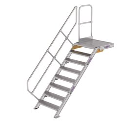 Roossien Vaste trap met platform 45°, 8 treden (800mm breed)