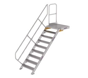 Roossien Vaste trap met platform 45°, 9 treden (800mm breed)