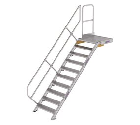 Munk Vaste trap met platform 45°, 10 treden (800mm breed)