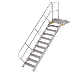 Roossien Vaste trap met platform 45°, 11 treden (800mm breed)