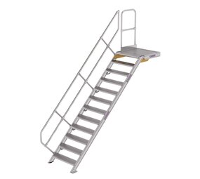 Roossien Vaste trap met platform 45°, 12 treden (800mm breed)