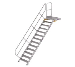 Munk Vaste trap met platform 45°, 13 treden (800mm breed)