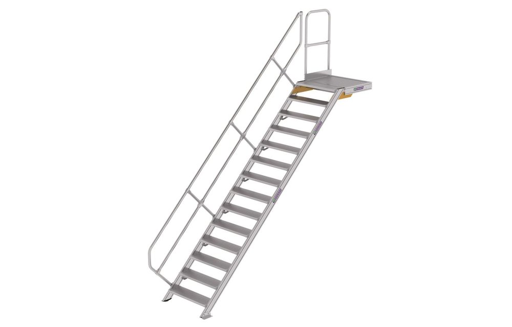 Vaste trap met platform 45°, 14 treden (B=800mm)