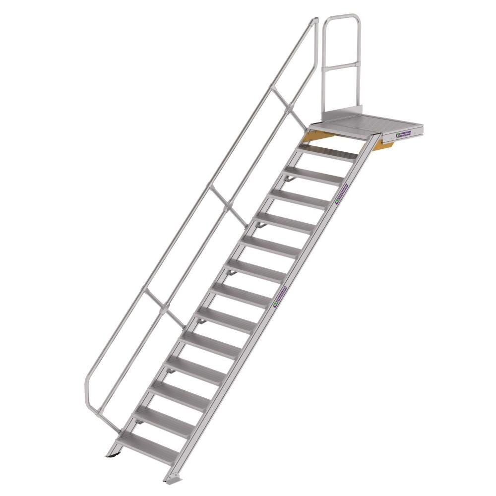Roossien Vaste trap met platform 45°, 14 treden (800mm breed)