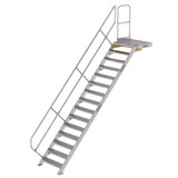Roossien Vaste trap met platform 45°, 15 treden (800mm breed)
