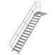 Roossien Vaste trap met platform 45°, 15 treden (800mm breed)