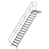 Roossien Vaste trap met platform 45°, 16 treden (800mm breed)