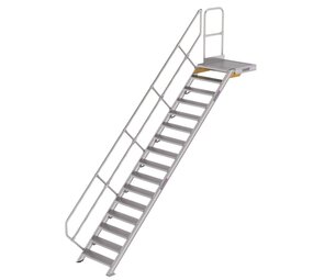Roossien Vaste trap met platform 45°, 16 treden (800mm breed)