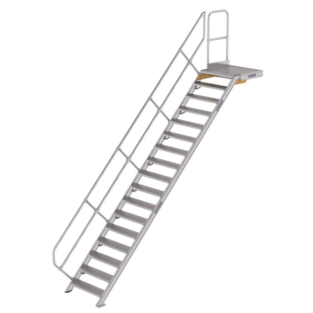 Roossien Vaste trap met platform 45°, 17 treden (800mm breed)