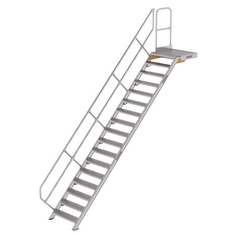 Roossien Vaste trap met platform 45°, 17 treden (800mm breed)