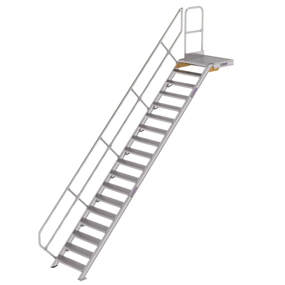 Roossien Vaste trap met platform 45°, 18 treden (800mm breed)