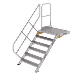 Munk Vaste trap met platform 45°, 6 treden (1.000mm breed)