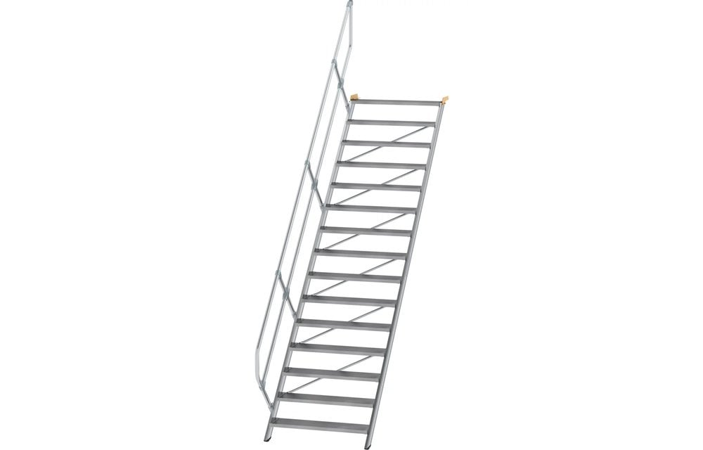 Aluminium vaste trap 45°, 15 treden (B=1.000mm)