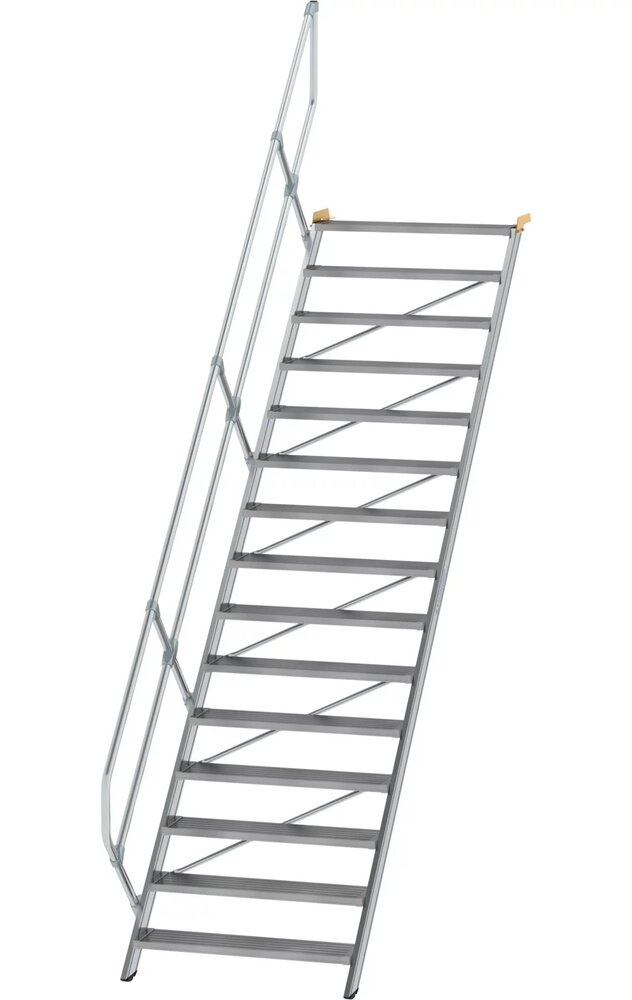 Roossien Aluminium vaste trap 45°, 15 treden (1.000mm breed)