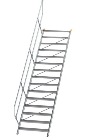 Roossien Aluminium vaste trap 45°, 15 treden (1.000mm breed)