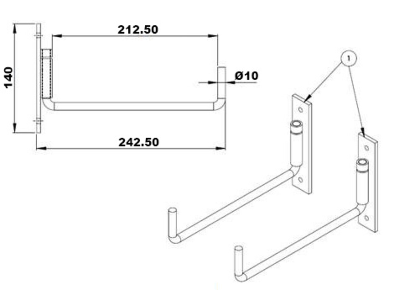 Roossien Ophanghaken (2 stuks), inklapbaar