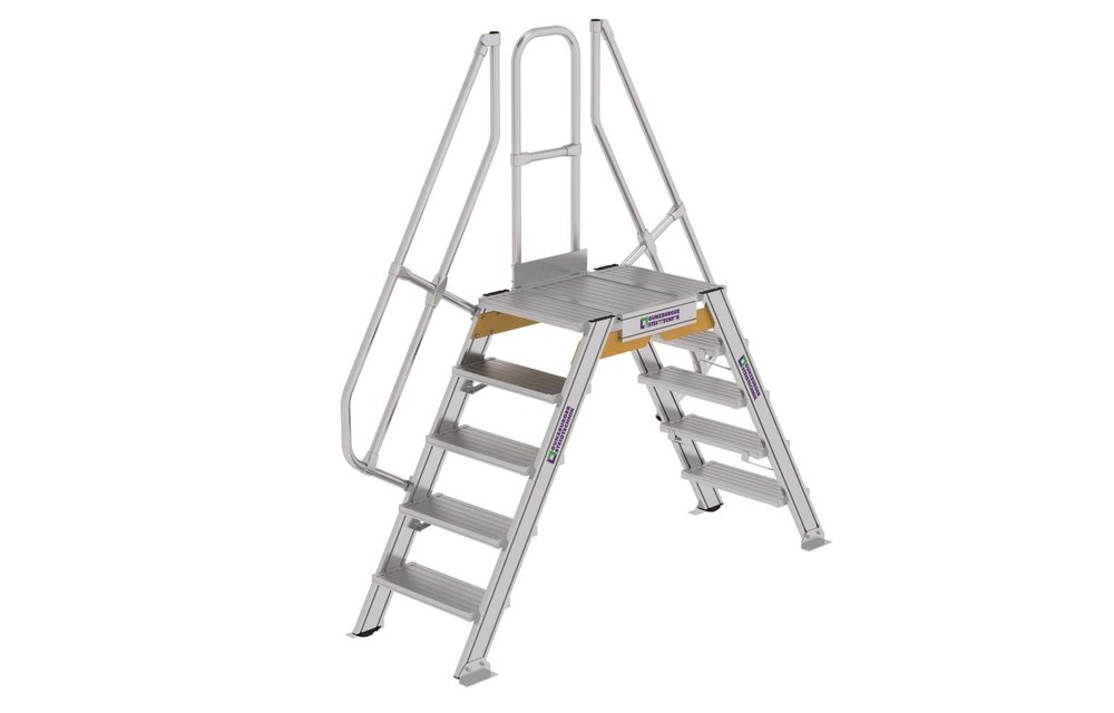 Aluminium brugtrap 60°, 2x5 treden (B=600mm)