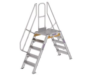 Roossien Aluminium brugtrap 2x5 treden (600mm), 60°