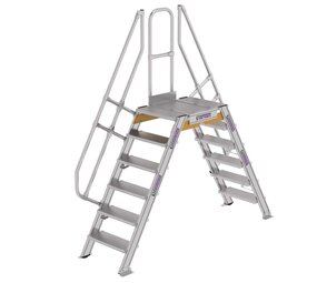 Roossien Aluminium brugtrap 2x6 treden (600mm), 60°