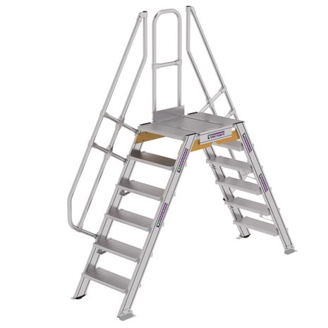 Roossien Aluminium brugtrap 2x6 treden (600mm), 60°