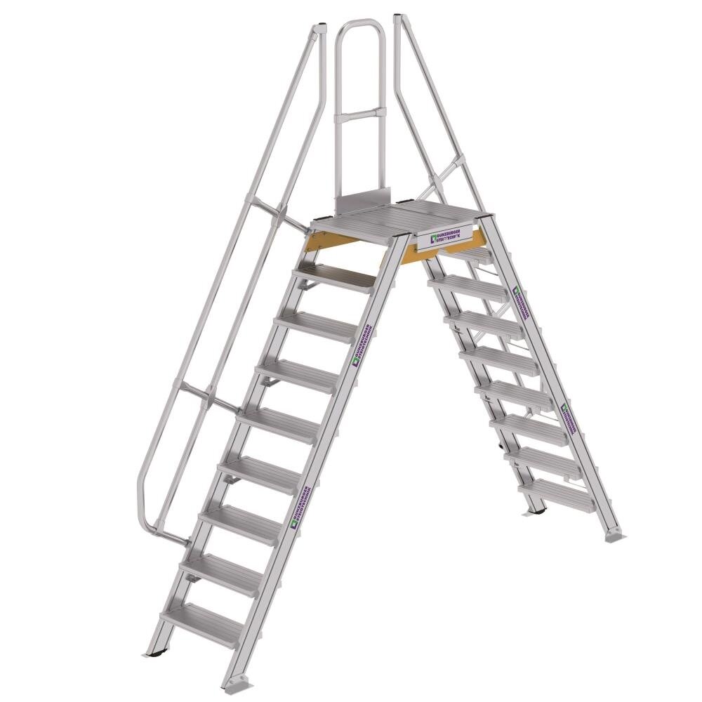 Roossien Aluminium brugtrap 2x9 treden (600mm), 60° Roossien Aluminium brugtrap 2x9 treden (600mm), 60°