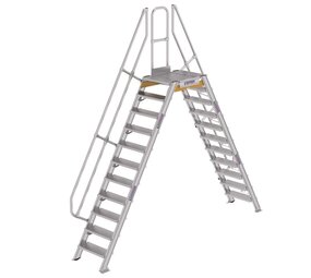 Roossien Aluminium brugtrap 2x11 treden (600mm), 60°