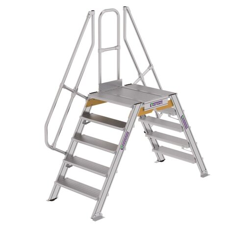 Roossien Aluminium brugtrap 2x5 treden (800mm), 60°