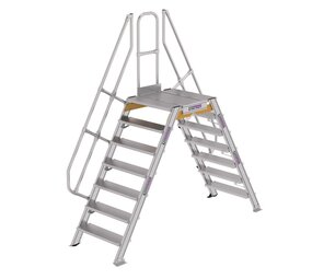 Roossien Aluminium brugtrap 2x7 treden (800mm), 60°