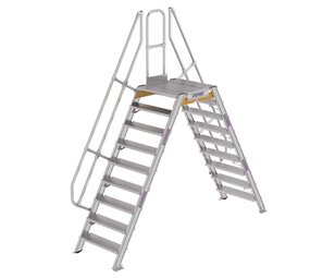 Roossien Aluminium brugtrap 2x9 treden (800mm), 60°