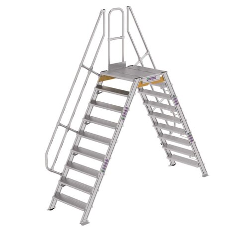 Roossien Aluminium brugtrap 2x9 treden (800mm), 60°