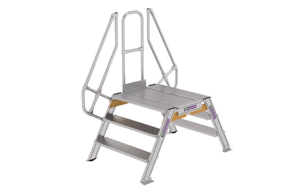 Aluminium brugtrap 2x3 treden (1.000mm), 60°