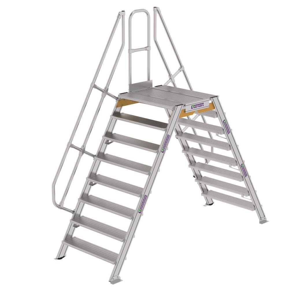 Roossien Aluminium brugtrap 2x8 treden (1.000mm), 60°