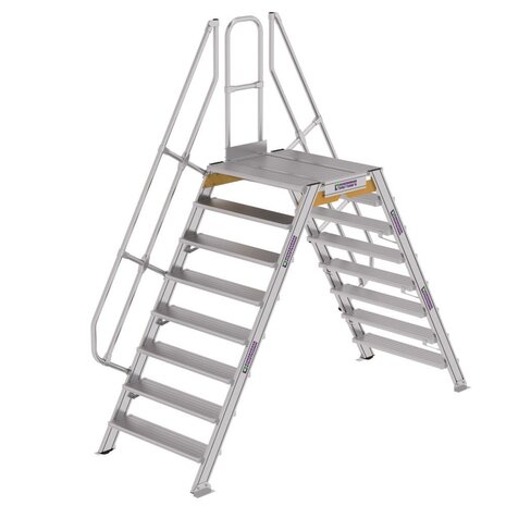 Roossien Aluminium brugtrap 2x8 treden (1.000mm), 60°