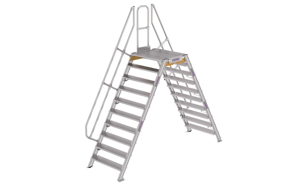 Aluminium brugtrap 60°, 2x10 treden (B=1.000mm)