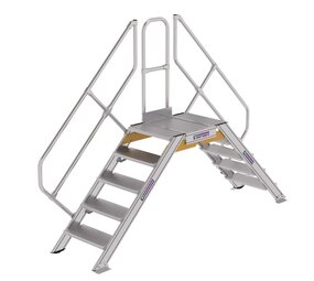 Roossien Aluminium brugtrap 2x5 treden (600mm), 45°