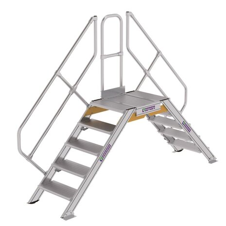 Roossien Aluminium brugtrap 2x5 treden (600mm), 45°