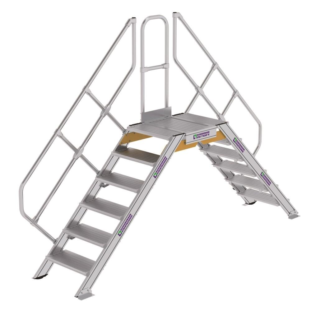 Roossien Aluminium brugtrap 2x6 treden (600mm), 45°