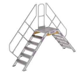 Roossien Aluminium brugtrap 2x6 treden (600mm), 45°