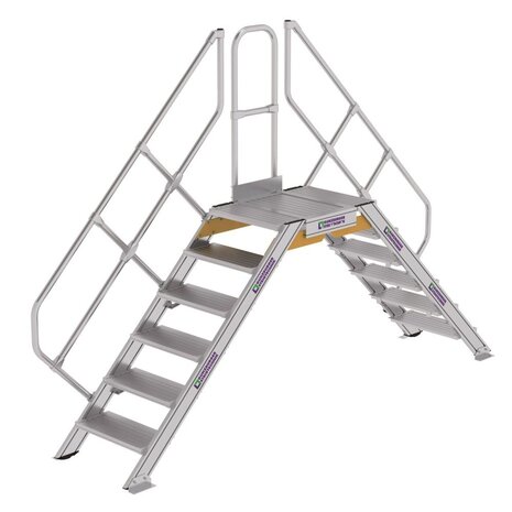 Roossien Aluminium brugtrap 2x6 treden (600mm), 45°