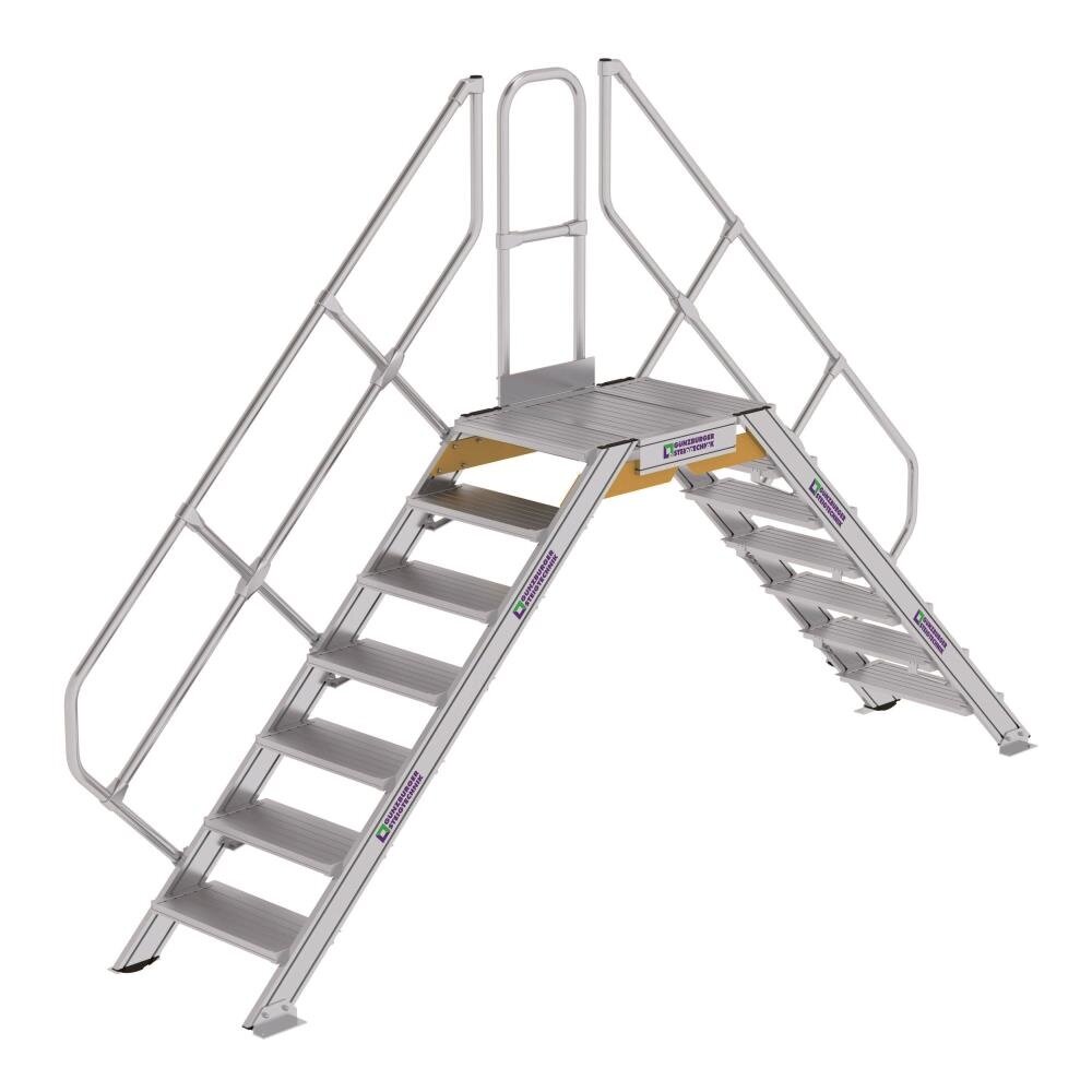 Roossien Aluminium brugtrap 2x7 treden (600mm), 45°