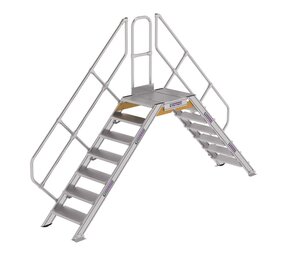 Roossien Aluminium brugtrap 2x7 treden (600mm), 45°