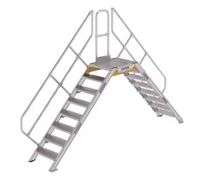 Roossien Aluminium brugtrap 2x8 treden (600mm), 45°