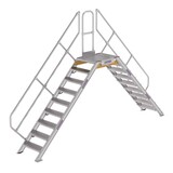 Roossien Aluminium brugtrap 2x9 treden (600mm), 45°