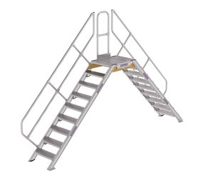 Roossien Aluminium brugtrap 2x9 treden (600mm), 45° Roossien Aluminium brugtrap 2x9 treden (600mm), 45°