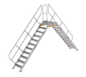 Roossien Aluminium brugtrap 2x11 treden (600mm), 45°