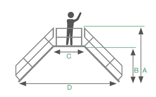 Roossien Aluminium brugtrap 2x3 treden (800mm), 45°