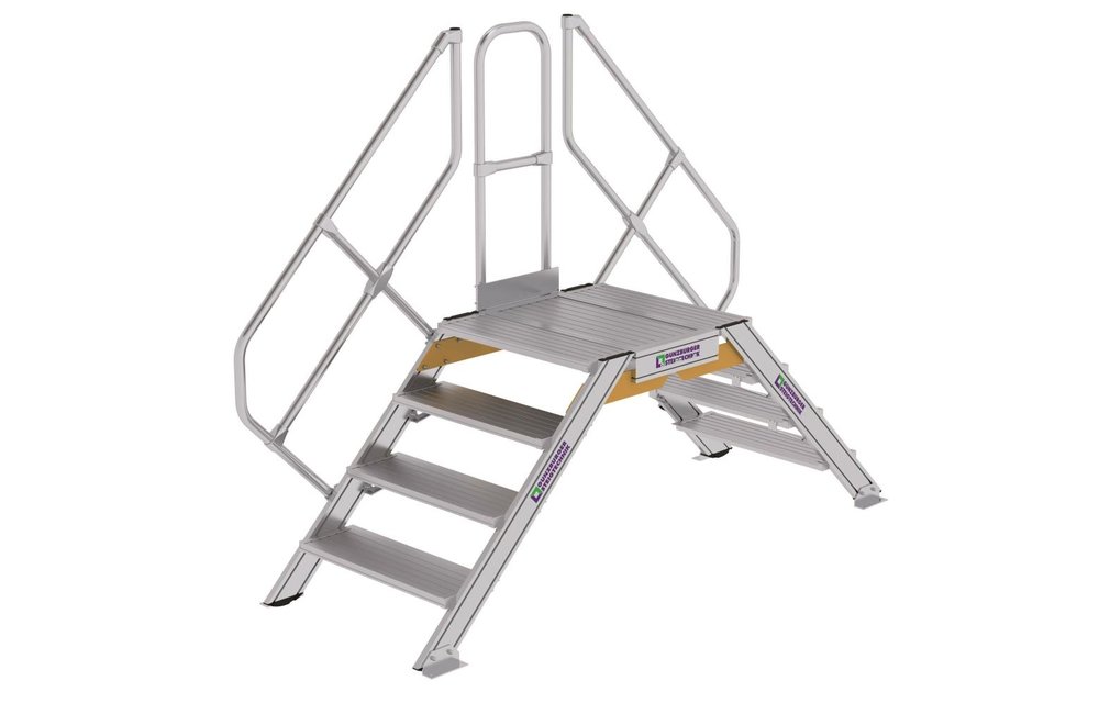 Aluminium brugtrap 45°, 2x4 treden (B=800mm)