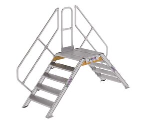 Roossien Aluminium brugtrap 2x5 treden (800mm), 45°