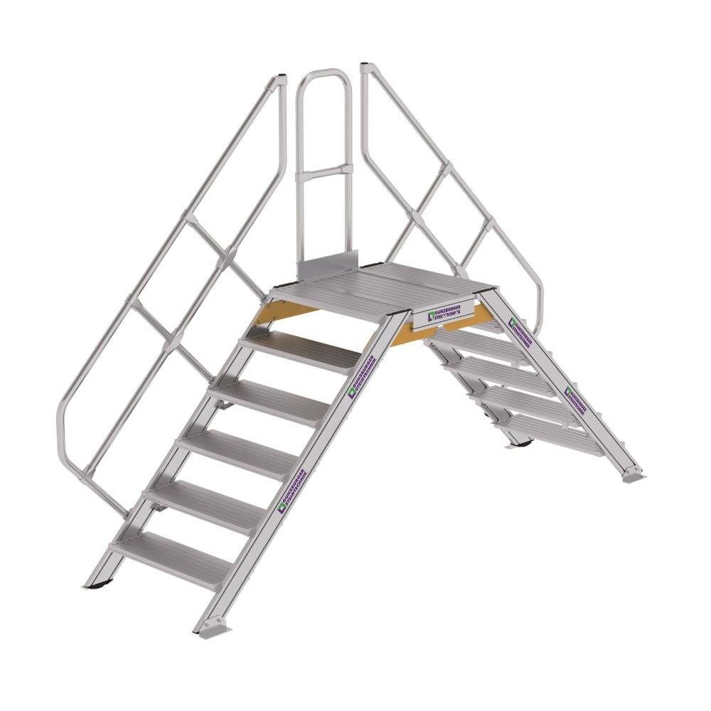 Roossien Aluminium brugtrap 2x6 treden (800mm), 45° Roossien Aluminium brugtrap 2x6 treden (800mm), 45°